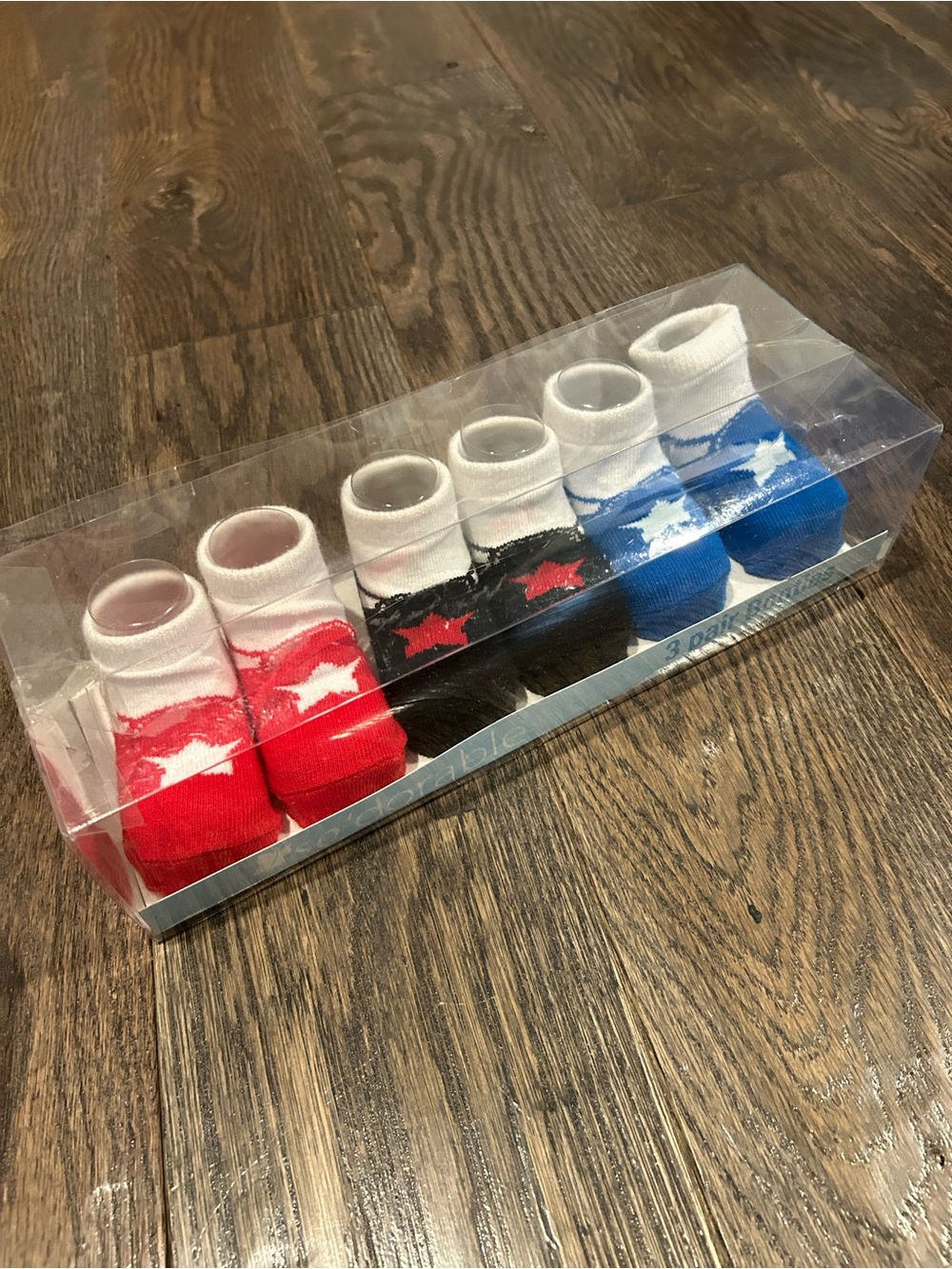 BRAND NEW 3-Pack Baby Boy’s Star-Pattern Socks- Red, Black & Blue